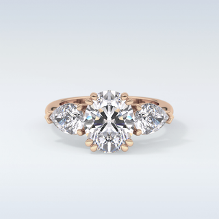 Elegant 2.42 CT Three Stones Engagement Ring Featuring Oval Moissanite