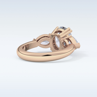 Elegant 2.42 CT Three Stones Engagement Ring Featuring Oval Moissanite