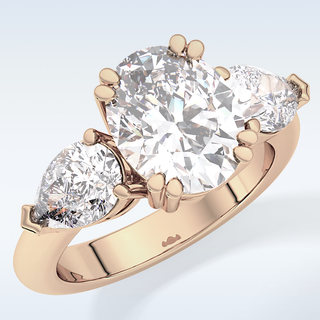 Elegant 2.42 CT Three Stones Engagement Ring Featuring Oval Moissanite