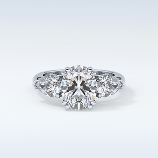 Elegant 2.42 CT Three Stones Engagement Ring Featuring Oval Moissanite