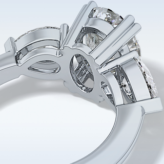 Elegant 2.42 CT Three Stones Engagement Ring Featuring Oval Moissanite