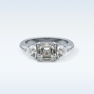 Elegant 1.78 CT Three Stones Engagement Ring Featuring Emerald Moissanite