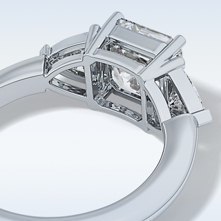 Elegant 1.78 CT Three Stones Engagement Ring Featuring Emerald Moissanite