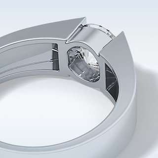 Beautiful 1.11 CT Tension Setting Engagement Ring Featuring Round Moissanite