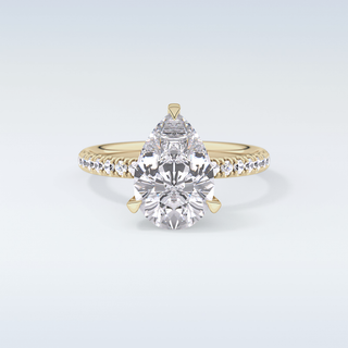 2.84 CT Hidden Halo & Pave Engagement Ring Featuring Pear Moissanite