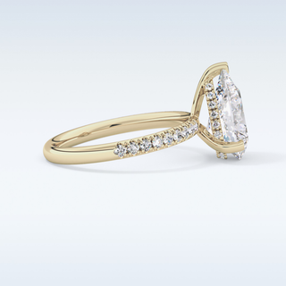 2.84 CT Hidden Halo & Pave Engagement Ring Featuring Pear Moissanite