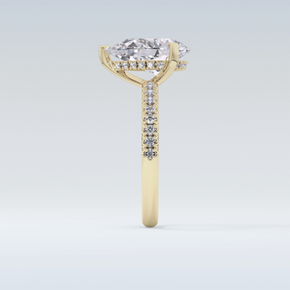 2.84 CT Hidden Halo & Pave Engagement Ring Featuring Pear Moissanite