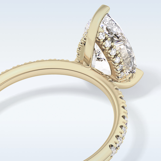 2.84 CT Hidden Halo & Pave Engagement Ring Featuring Pear Moissanite