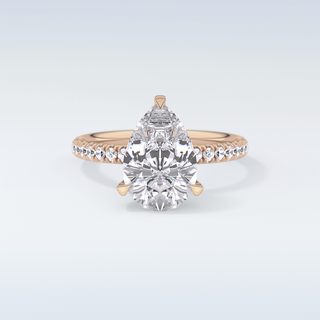 2.84 CT Hidden Halo & Pave Engagement Ring Featuring Pear Moissanite