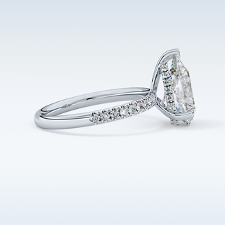 2.84 CT Hidden Halo & Pave Engagement Ring Featuring Pear Moissanite