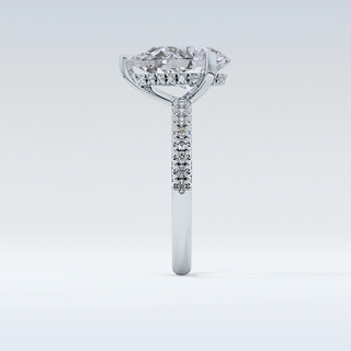 2.84 CT Hidden Halo & Pave Engagement Ring Featuring Pear Moissanite