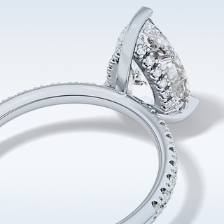 2.84 CT Hidden Halo & Pave Engagement Ring Featuring Pear Moissanite