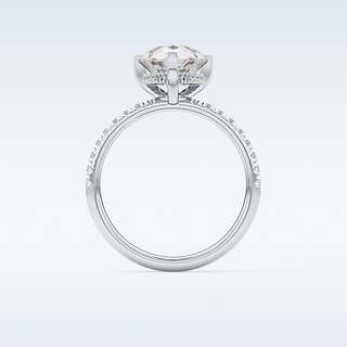 2.84 CT Hidden Halo & Pave Engagement Ring Featuring Pear Moissanite