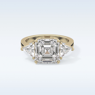 Elegant 3.78 CT Three Stones Engagement Ring Featuring Emerald Moissanite