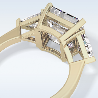 Elegant 3.78 CT Three Stones Engagement Ring Featuring Emerald Moissanite