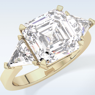 Elegant 3.78 CT Three Stones Engagement Ring Featuring Emerald Moissanite