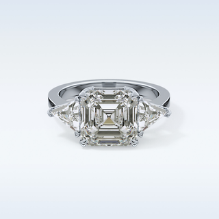 Elegant 3.78 CT Three Stones Engagement Ring Featuring Emerald Moissanite
