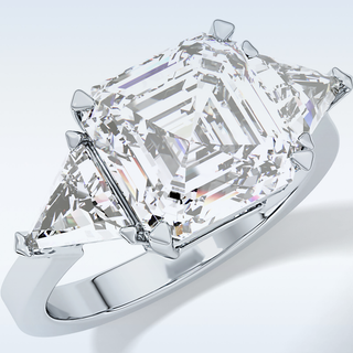 Elegant 3.78 CT Three Stones Engagement Ring Featuring Emerald Moissanite