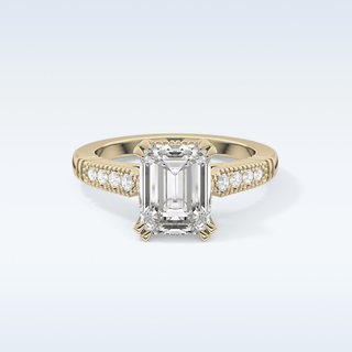 2.56 CT Pave Engagement Ring Featuring Emerald Moissanite