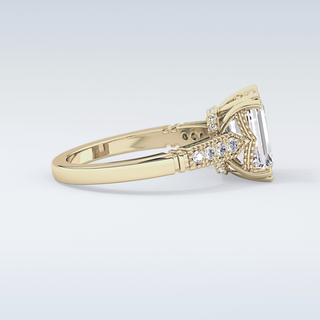 2.56 CT Pave Engagement Ring Featuring Emerald Moissanite