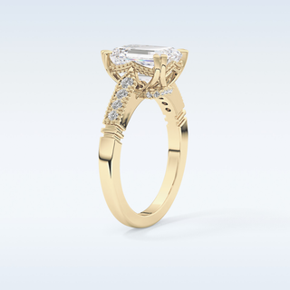 2.56 CT Pave Engagement Ring Featuring Emerald Moissanite