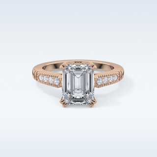 2.56 CT Pave Engagement Ring Featuring Emerald Moissanite
