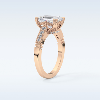 2.56 CT Pave Engagement Ring Featuring Emerald Moissanite