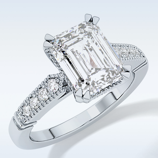2.56 CT Pave Engagement Ring Featuring Emerald Moissanite