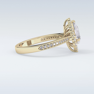 1.2 CT Halo & Pave Engagement Ring Featuring Pear Moissanite