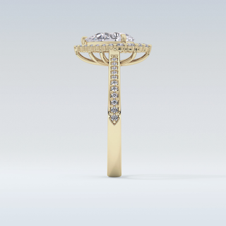 1.2 CT Halo & Pave Engagement Ring Featuring Pear Moissanite
