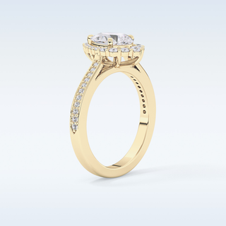 1.2 CT Halo & Pave Engagement Ring Featuring Pear Moissanite