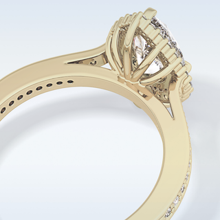 1.2 CT Halo & Pave Engagement Ring Featuring Pear Moissanite