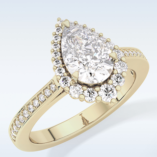 1.2 CT Halo & Pave Engagement Ring Featuring Pear Moissanite