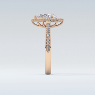 1.2 CT Halo & Pave Engagement Ring Featuring Pear Moissanite