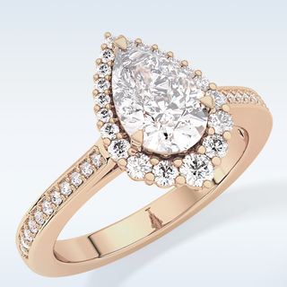 1.2 CT Halo & Pave Engagement Ring Featuring Pear Moissanite