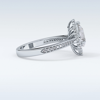 1.2 CT Halo & Pave Engagement Ring Featuring Pear Moissanite