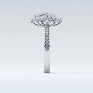 1.2 CT Halo & Pave Engagement Ring Featuring Pear Moissanite