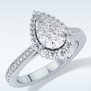 1.2 CT Halo & Pave Engagement Ring Featuring Pear Moissanite