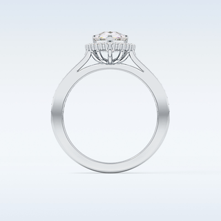 1.2 CT Halo & Pave Engagement Ring Featuring Pear Moissanite