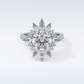 2.79 CT Cluster Engagement Ring Featuring Round Moissanite