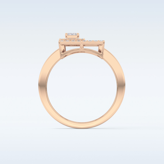 Beautiful Geometrical Style Wedding Band with 0.37 CT Emerald & Round Cut Moissanite