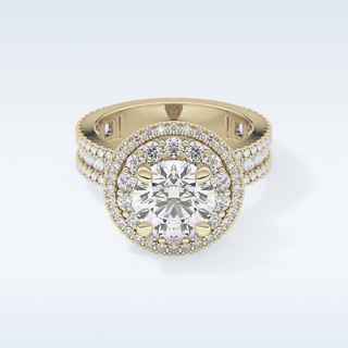 2.06 CT Halo & Pave Engagement Ring Featuring Round Moissanite