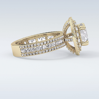 2.06 CT Halo & Pave Engagement Ring Featuring Round Moissanite