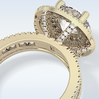 2.06 CT Halo & Pave Engagement Ring Featuring Round Moissanite