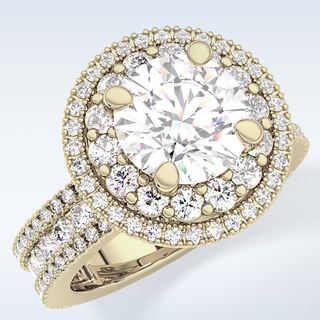 2.06 CT Halo & Pave Engagement Ring Featuring Round Moissanite
