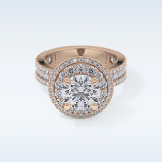 2.06 CT Halo & Pave Engagement Ring Featuring Round Moissanite