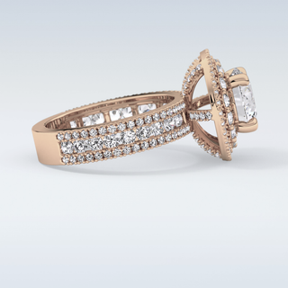 2.06 CT Halo & Pave Engagement Ring Featuring Round Moissanite