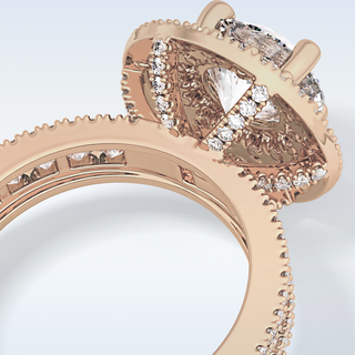 2.06 CT Halo & Pave Engagement Ring Featuring Round Moissanite