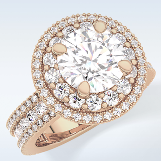 2.06 CT Halo & Pave Engagement Ring Featuring Round Moissanite