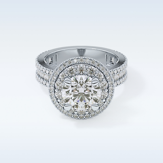 2.06 CT Halo & Pave Engagement Ring Featuring Round Moissanite